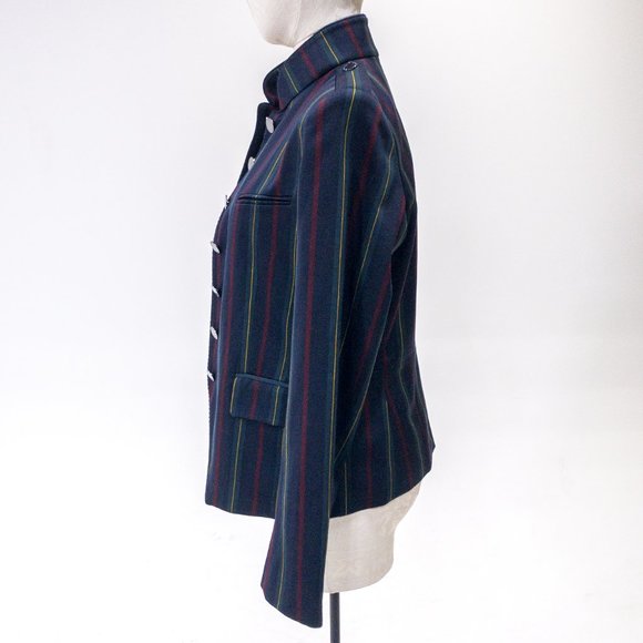 Shanghai Tang M Stripe Mandarin Blazer Jacket Navy - Picture 5 of 13